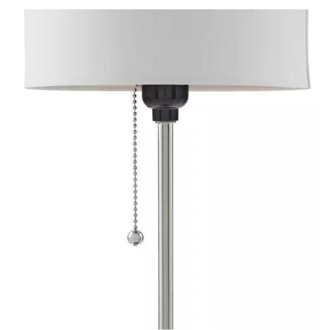 Hampton Bay 17 in. Brushed Nickel Table Lamp with Power Outlet Bulb Included