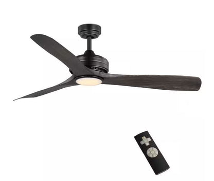 HDC Bayshire 60 inch LED Ceiling Fan Light Kit Remote Matte Black/Dark Driftwood - Very Good