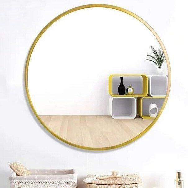 Dcenta 32 in. x 32 in. Round Single Simple Aluminum Framed Wall Mounted Mirror