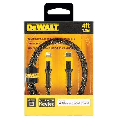 DeWalt Black/Yellow Reinforced Lightning to USB-C For Apple 4 ft. L - Like New