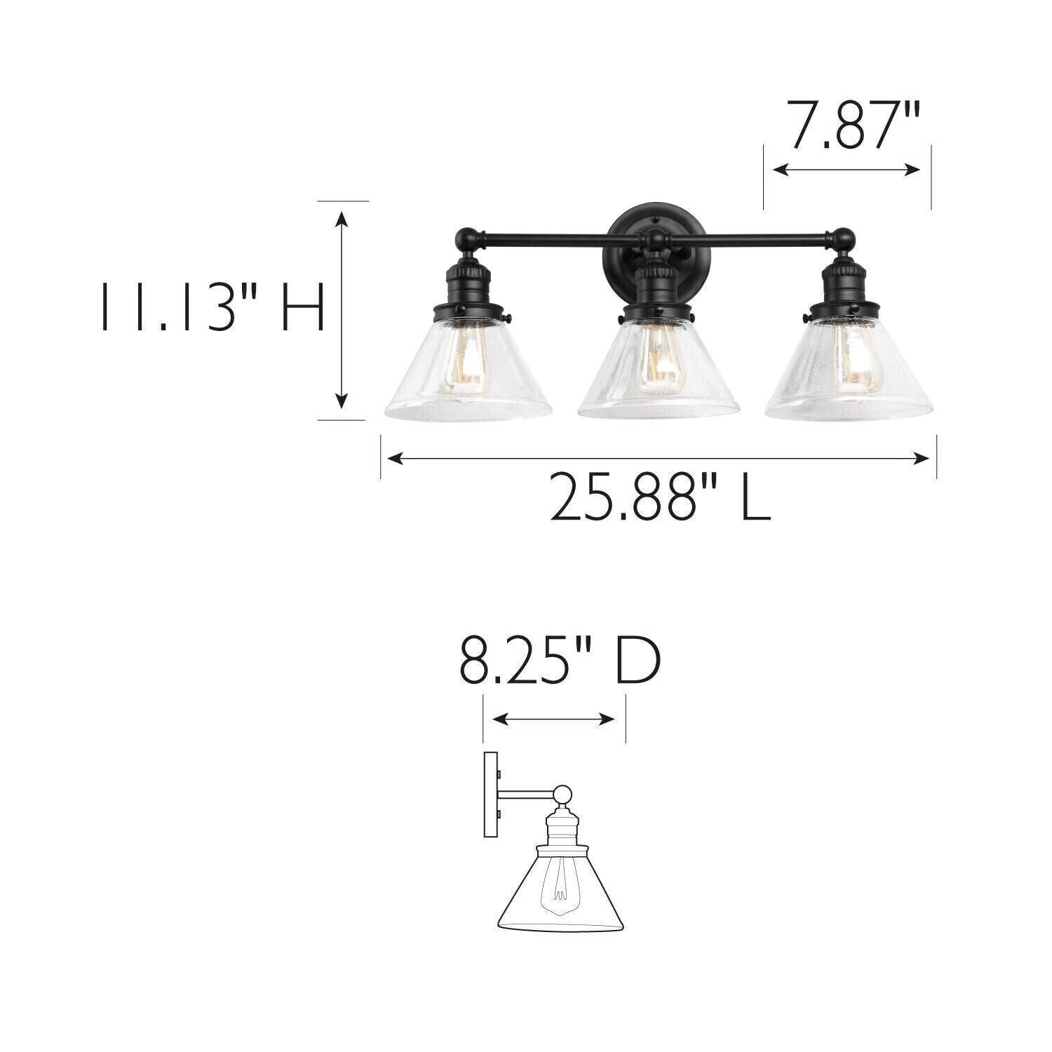 Design House Augustin Vanity Light in Matte Black, 3-Light - Like New