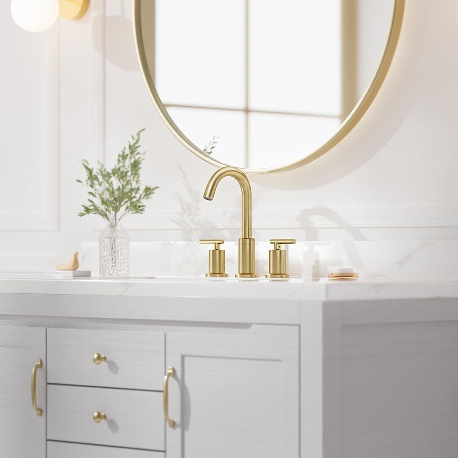 Phiestina 8 in Widespread 2-Handle Bathroom Faucet in Brushed Gold WF003-1-BG