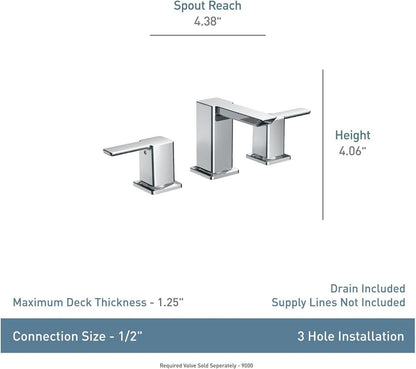 Moen TS6720 90 Degree Double Handle Widespread Bathroom Faucet, Chrome - Like New