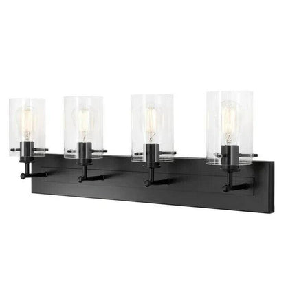 Hampton BayRegan 29.13 in. 4-Light Espresso Vanity Light with Clear Glass Shades - Like New