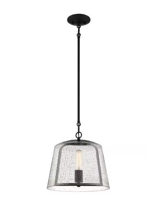 Home Decorators Collection Desmond 60-Watt 1-Light Black Pendant