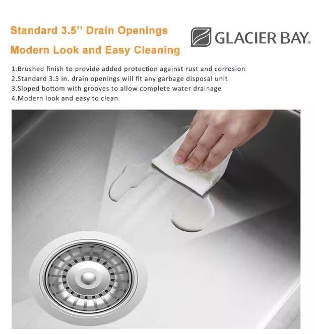 Glacier Bay 27 in. Undermount Single Bowl 18 Gauge Stainless Steel Kitchen Sink