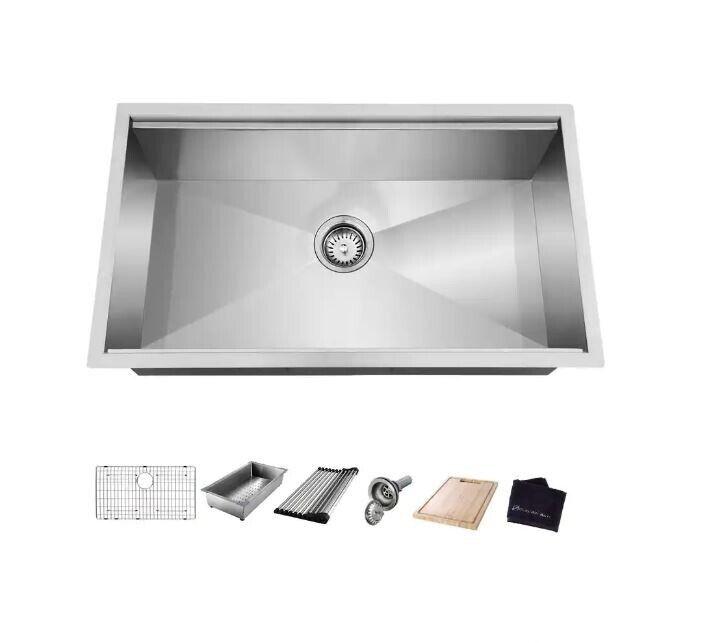 Glacier Bay 27 in. Undermount Single Bowl 18 Gauge Stainless Steel Kitchen Sink