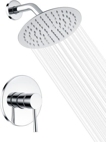 Sumerain Bathroom Shower Faucet with Valve,Full Metal Shower Head Chrome Finish