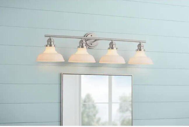 Home Decorators Rockwood 37 in. 4-Light Brushed Nickel Vanity Light New - Like New