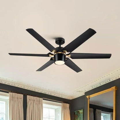 YUHAO 60 in. Indoor Black Ceiling Fan with Integrated LED Light