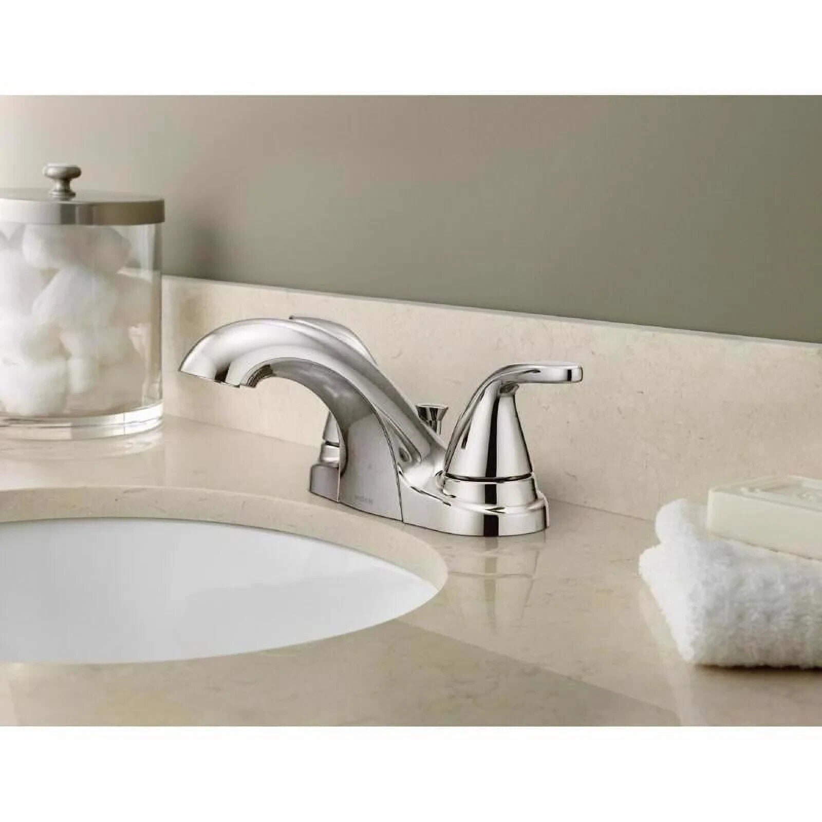 Moen Adler 84603 4 in. Centerset 2-Handle Low-Arc Bathroom Faucet in Chrome