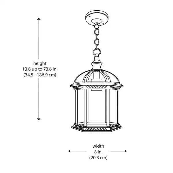 Hampton Bay Wickford 1-Light Weathered Bronze Outdoor Pendant Clear Bevel Glass - Like New