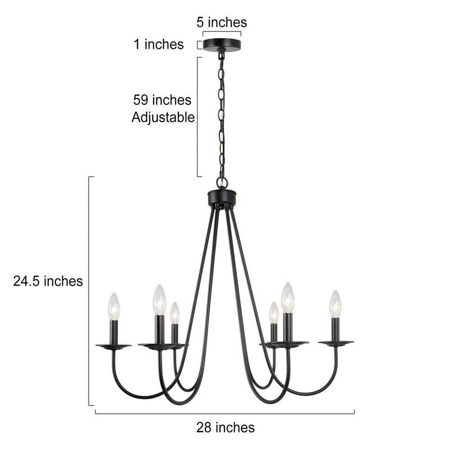 Zarbel 6-Light Modern Farmhouse Black 28 in. Candlestick Chandelier