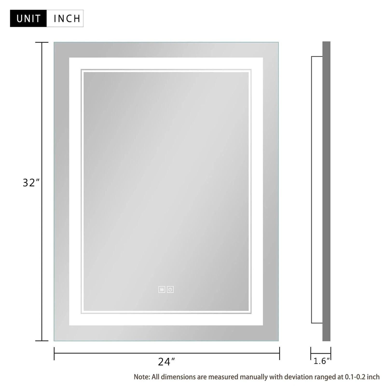 NEUTYPE 32 in. x 24 in. Modern Rectangular Frameless LED Bathroom Vanity Mirror - Like New