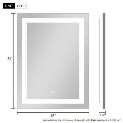 NEUTYPE 32 in. x 24 in. Modern Rectangular Frameless LED Bathroom Vanity Mirror - Like New