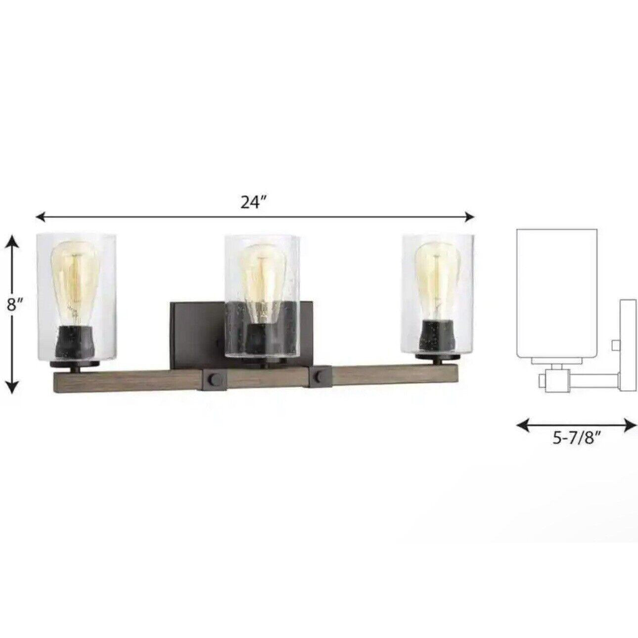 Progress Lighting Barnes Mill 24 in. 3-Light Antique Bronze  Glass Vanity Light