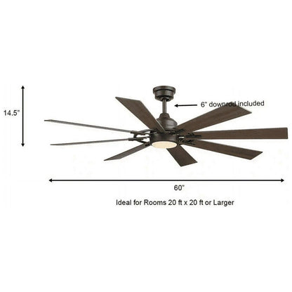 Home Decorators Makenna DC 60 in. Color Changing LED Matte Black Ceiling Fan - Like New