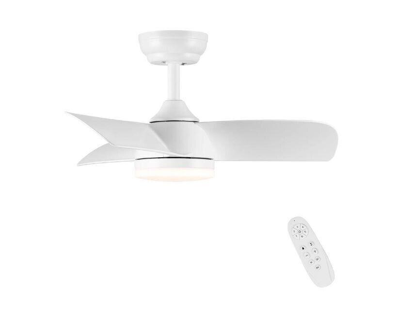 YUHAO 28 in. Integrated LED Kids Room Matte White Ceiling Fans with Light Kit