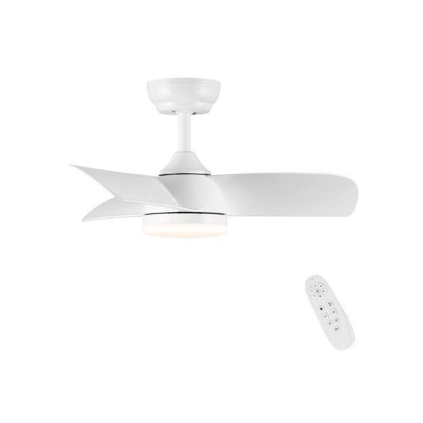 YUHAO 28 in. Integrated LED Kids Room Matte White Ceiling Fans with Light Kit