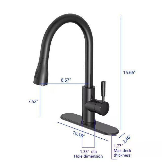 Garrick Single-Handle Pull-Down Sprayer Kitchen Faucet in Matte Black - Like New