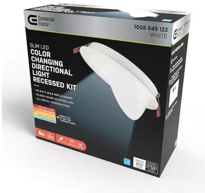 Commercial Electric 6 in. Selectable Color Ultra-Directional Integrated LED Kit - Like New