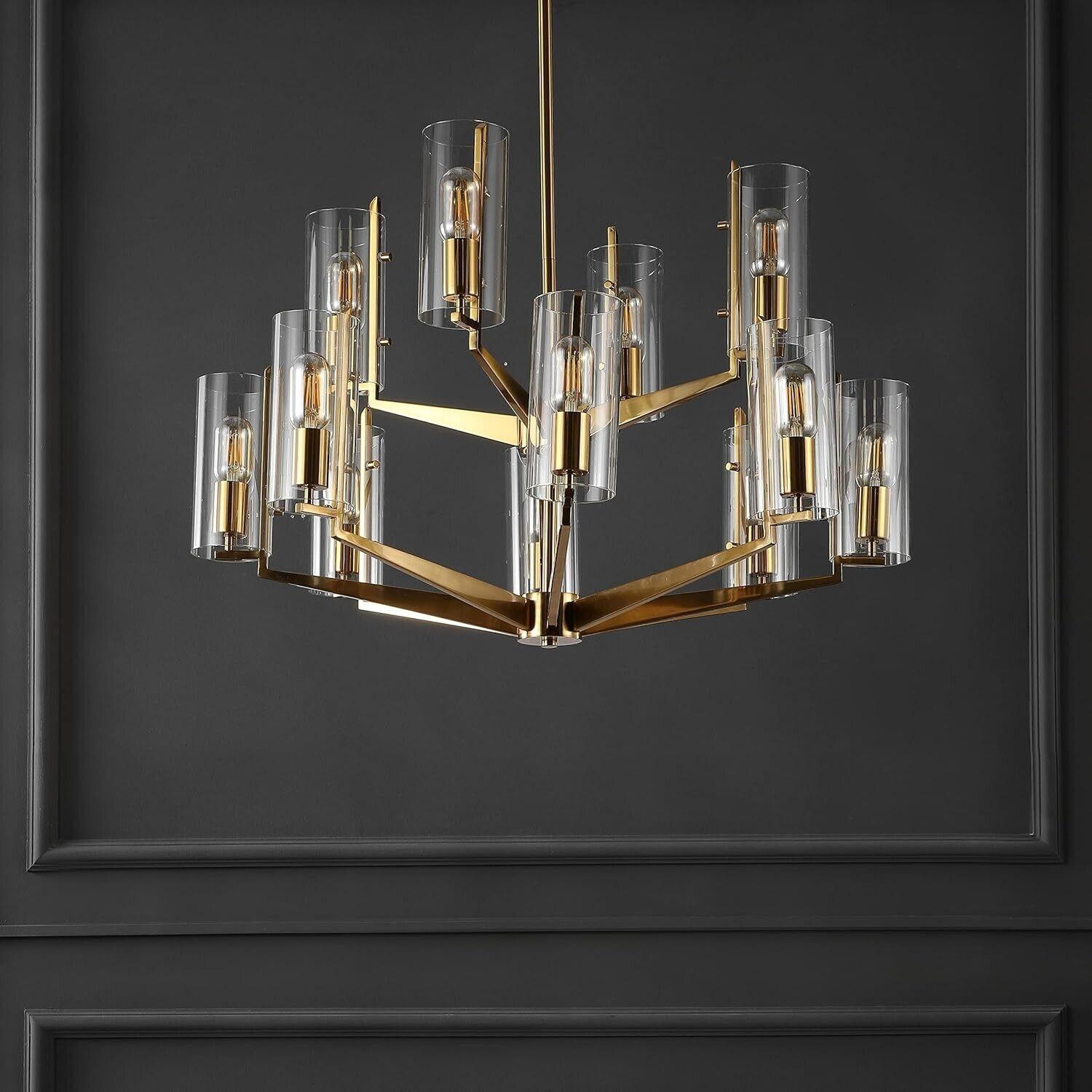 Safavieh Couture Lighting Collection Jennica Art Deco Glam Gold Glass Chandelier