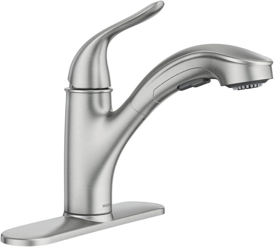 Moen Brecklyn 87557SRS Single-Handle Pull-Out Sprayer Kitchen Faucet with Power Clean in Spot Resist Stainless