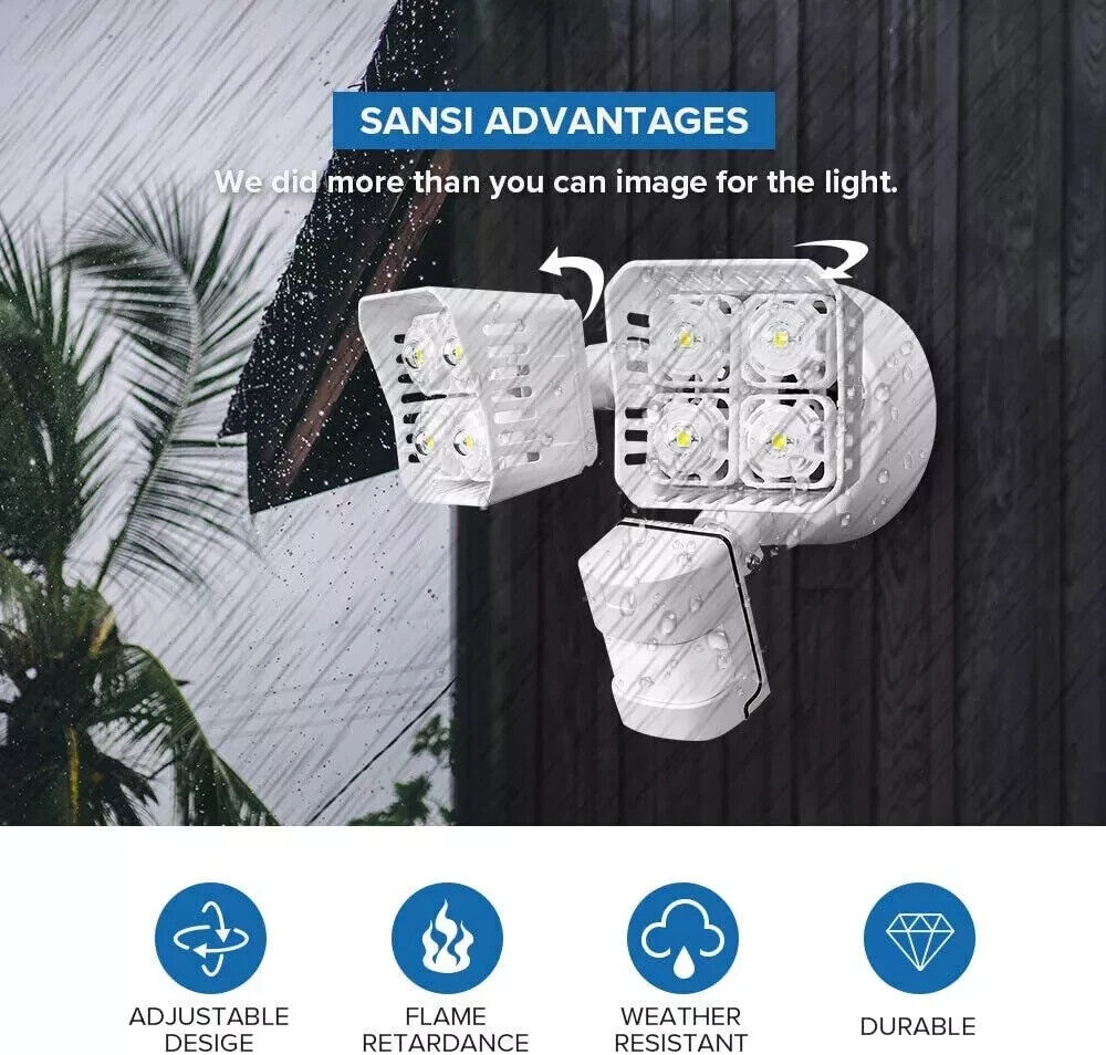 SANSI 30W LED Motion Sensor Security Lights 3400lm Outdoor Floodlights IP65 COC - Like New