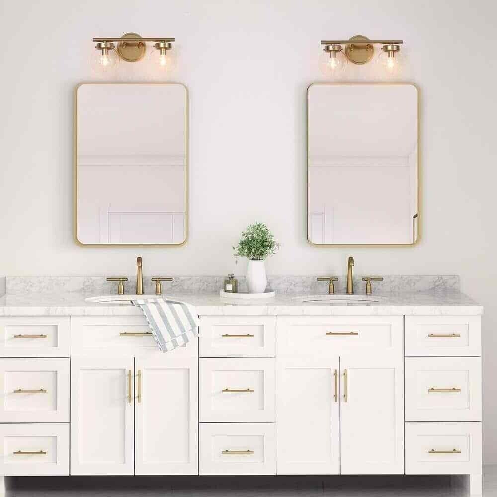 KSANA Bathroom Light Fixtures, 2-Light Gold Vanity Lights with Clear Globe Glass - Like New