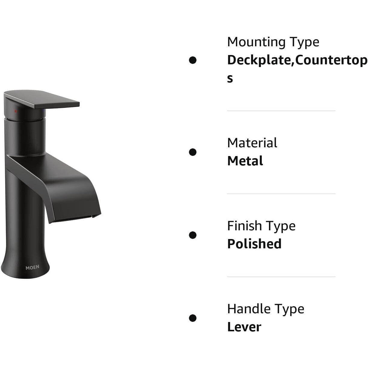 Moen Genta 6702BL One-Handle Bathroom Faucet - Matte Black