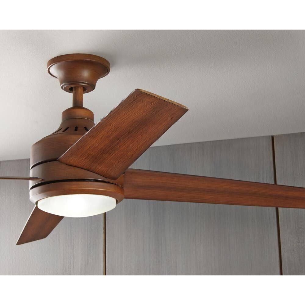 Home Decorators Mercer 52 in. LED Indoor Distressed Koa Ceiling Fan with Remote - Like New