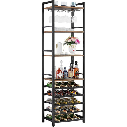 Tribesigns 20 Bottle Wine Bakers Rack, 9 Tier Freestanding Wine Rack With Glass - Like New