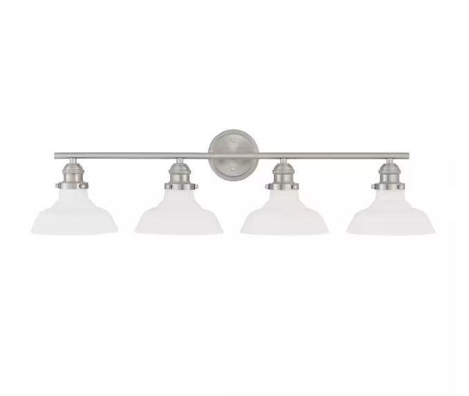 Home Decorators Rockwood 37 in. 4-Light Brushed Nickel Vanity Light New - Like New