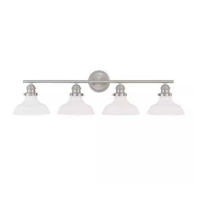 Home Decorators Rockwood 37 in. 4-Light Brushed Nickel Vanity Light New - Like New