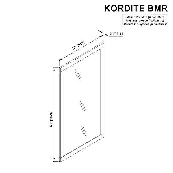 Kordite 60 in. W x 32 in. H Rectangular Framed Wall Mount Bathroom Vanity Mirror