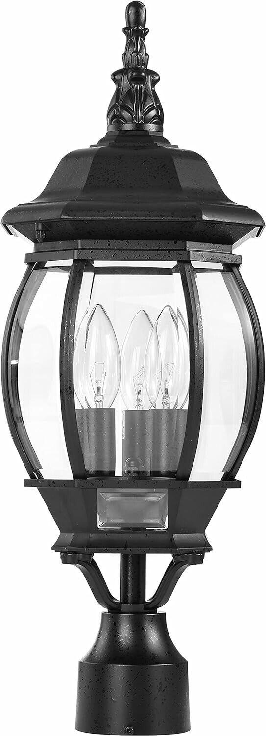 NUVO 60/899 Central Park Outdoor 3-Light Post Lantern,  21 x 7.4 in (Black)