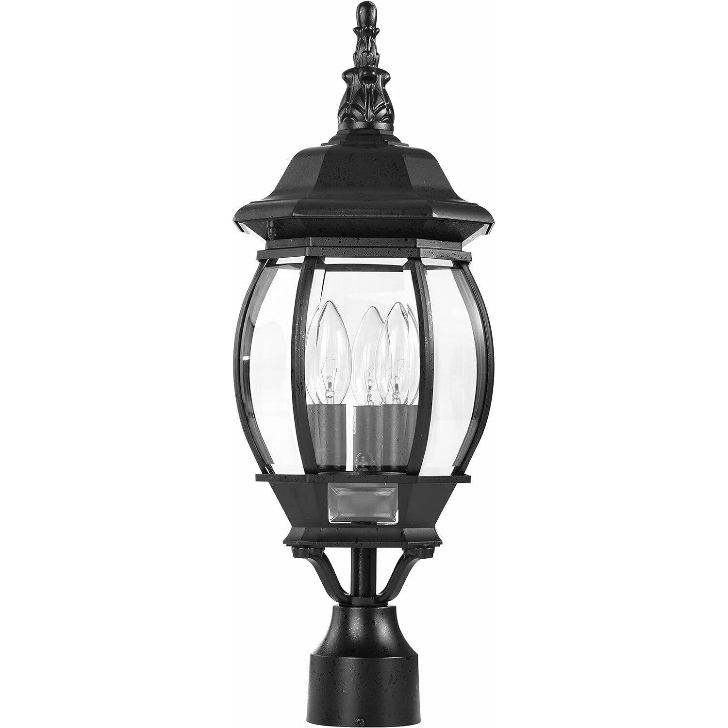 NUVO 60/899 Central Park Outdoor 3-Light Post Lantern,  21 x 7.4 in (Black)