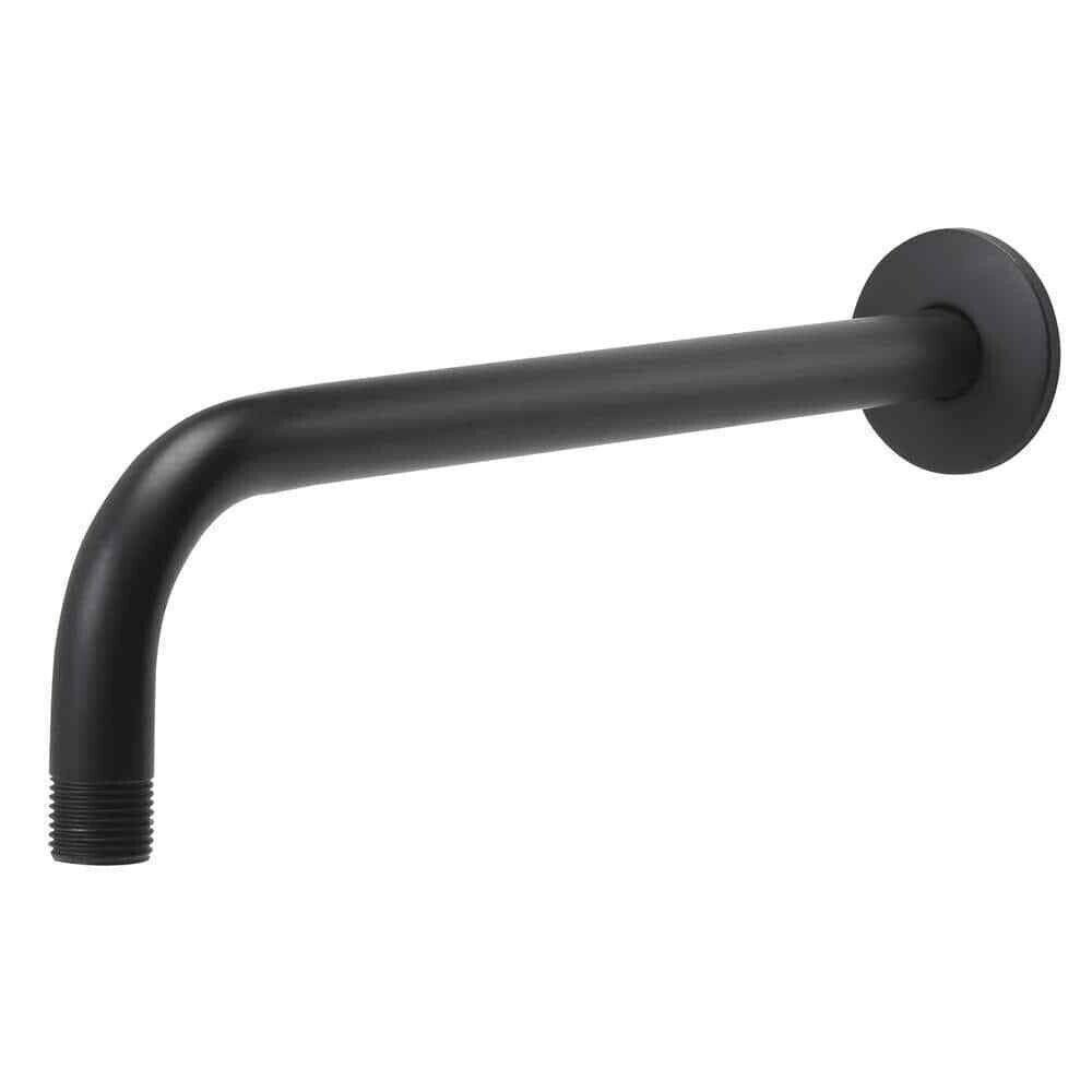 Glacier Bay 12 in. Raincan Shower Arm with Flange in Matte Black Finish