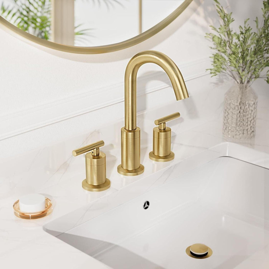 Phiestina 8 in Widespread 2-Handle Bathroom Faucet in Brushed Gold WF003-1-BG