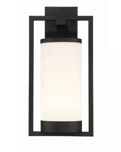 Landon 1-Light Integrated LED Black Metal Outdoor Wall Sconce with Frosted Glass