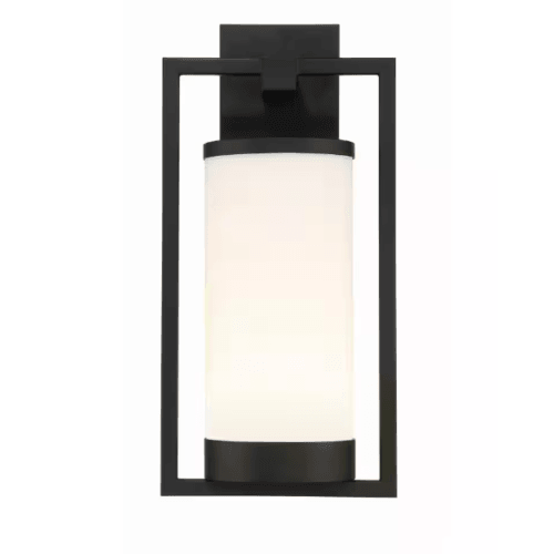 Landon 1-Light Integrated LED Black Metal Outdoor Wall Sconce with Frosted Glass