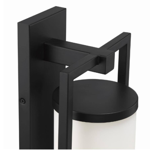 Landon 1-Light Integrated LED Black Metal Outdoor Wall Sconce with Frosted Glass