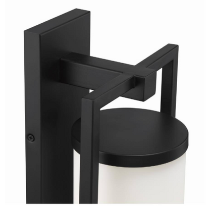 Landon 1-Light Integrated LED Black Metal Outdoor Wall Sconce with Frosted Glass