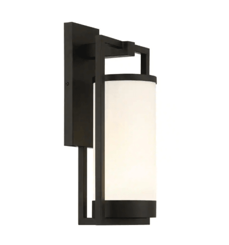 Landon 1-Light Integrated LED Black Metal Outdoor Wall Sconce with Frosted Glass