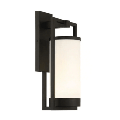 Landon 1-Light Integrated LED Black Metal Outdoor Wall Sconce with Frosted Glass