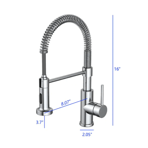 Cartway Single-Handle Spring Non Pull-Down Sprayer Kitchen Faucet in Chrome