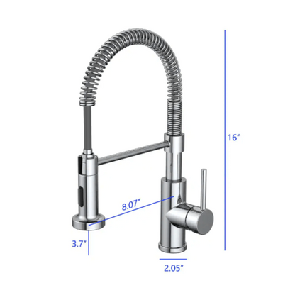 Cartway Single-Handle Spring Non Pull-Down Sprayer Kitchen Faucet in Chrome