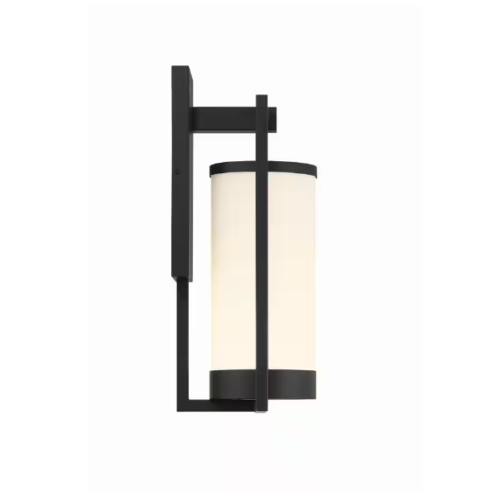 Landon 1-Light Integrated LED Black Metal Outdoor Wall Sconce with Frosted Glass