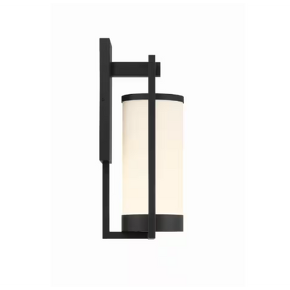 Landon 1-Light Integrated LED Black Metal Outdoor Wall Sconce with Frosted Glass