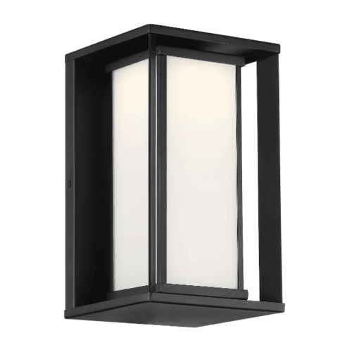 Paxton 1-Light Black Integrated LED Outdoor Wall Sconce with White Panel Glass